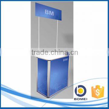 Portable expo customized folding screen promotional table stand, aluminum promotion counter