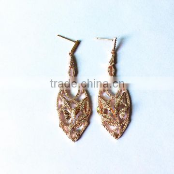 Hot seller AAA cubic zirconia Rose gold bridal earrings