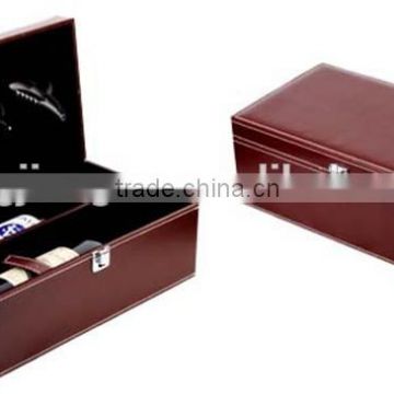high luxury leather wine bottle box with handle for two pieces of wine