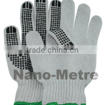 NMSAFETY 10 gauge white cotton liner two sides dotted PVC safety working antislip gloves