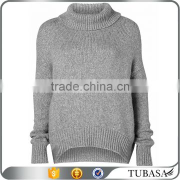 wool sweater design for ladies turtleneck sweater gray