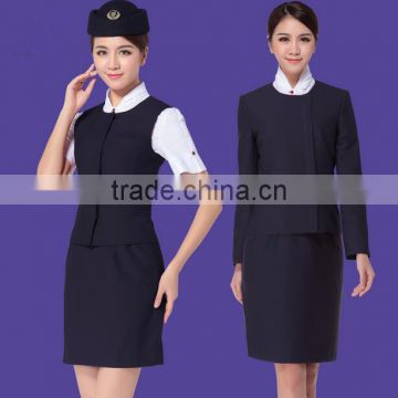 Women formal airline stewardess uniform Ladies Air Hostess short sleeve skirt flight attendant uniforms