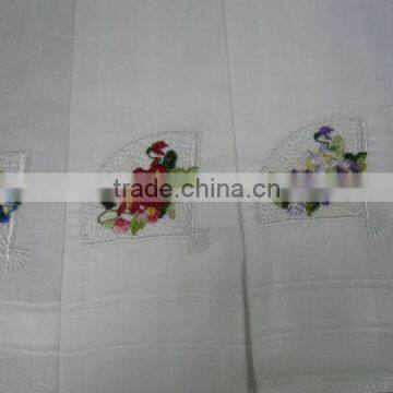 fan style folower pure cotton handkerchief