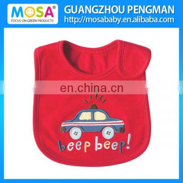 100% Cotton Embroidered Waterproof Infant Bibs Red Car design