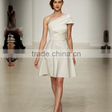 Elegant Simple Ivory Short Bridesmaid Dress Party Gown One Shoulder Taffeta Vestidos de madrinha Vestido curto