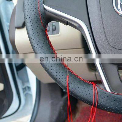 1PC DIY Car Steering Wheel Cover With Needles and Thread Artificial leather Gray /Black