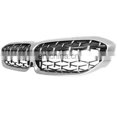 Car front bumper grille Diamond Style For BMW G20 G28 silver+black  Car Front Grille