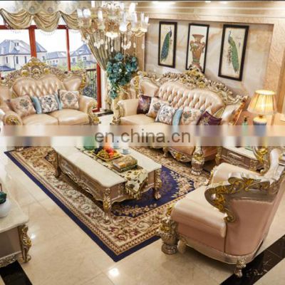 luxury solid wood carved sofa 123 combination villa house Royal living room sofa