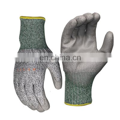 Heavy Duty UHMWPE Fiber Cut Resistant Gloves Polyurethane Coating Cut Level 5 Safety Gloves Magnet Fishing Glove