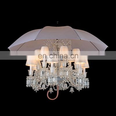 Italian Style 12 Lights Umbrella Hanging Crystal Chandelier Lighting with Lampshades