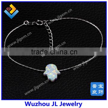 925 sterling silver chain white opal hamsa bracelet