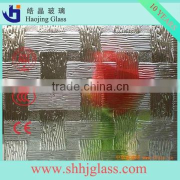 haojing 3mm-6mm Clear woven pattern glass for lighting cover