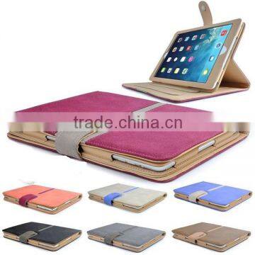 High Quality Suede Leather Smart Case,Tan Leather Case Cover For Ipad Mini 3 with Sleep Wake