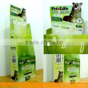 POP up Pet Cardboard Peg Hook Floor Display Stand Rack for Pet Product