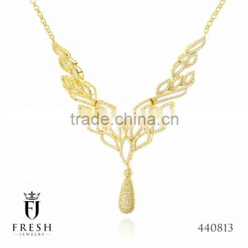 Fashion Gold Plated Necklace - 440813 , Wholesale Gold Plated Jewellery, Gold Plated Jewellery Manufacturer, CZ Cubic Zircon AAA