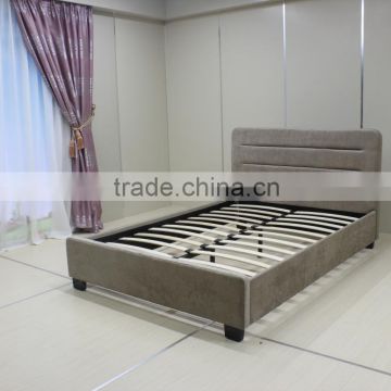 Concise Style Pulled Line Feature Fabric Double Bed