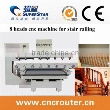 3D woodworking cnc router 8 heads cylinder making machine