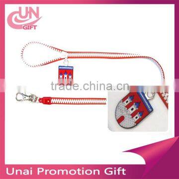 Top Quality Cheap Custom Plastic High End Zipper Lanyard With Pouch Rubber Puller