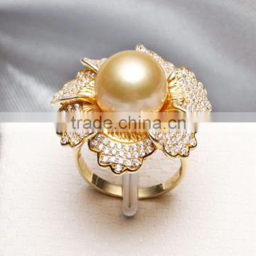 14K Gold Jewelry Original Double Women Pearl Rings Gold