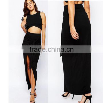 2016 western fashion wholesale Wrap bodycon fit slit maxi long ladies skirts for women