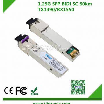 For Media Converter 1.25Gb/s 120Km SC BiDi SFP Transceiver Module Single Fiber SC 1550nm Tx/1490nm Rx Single-mode, DDM