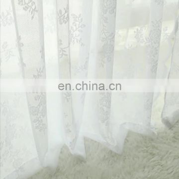 Wholesale white double lace warp woven jacquard decorative window screen short half curtain for balcony bay window