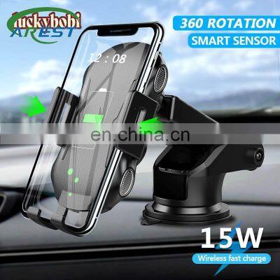Carest 15W Wireless Charger Sucker Car Phone Holder Car Mount Intelligent Infrared Air Vent Mount  Car Fast Charger Wireless