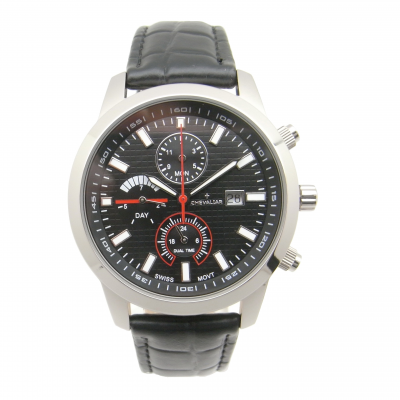 Titanium case Fashion Man Chronograph Watches Genuine Leather Multi-Function Quartz Watch