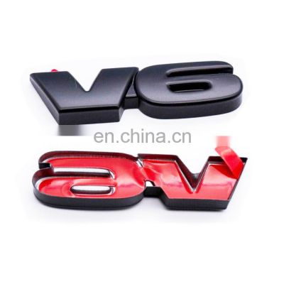 Customized Plastic Car Body Sticker Overlay V6 Black Number Car Emblem Badge