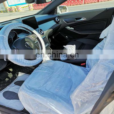 Keep Car Clean 3in1 Transparent Waterproof Disposable Plastic Car Seat Cover Kit With Car Steering Wheel Gear Lever Cover