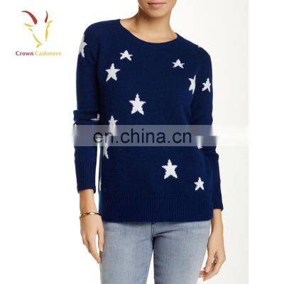 Intarsia Star Ladies Fashion Casual Christmas Sweater Knitting Patterns