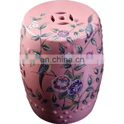 Most popular  ceramic flower and bird hand painted garden stool for home garden decorative
