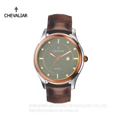 Fashion Stainless Steel Watches Man Genuine Leather Quartz Gift Watch