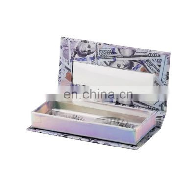 OEM packing design empty money eyelashes packaging paper box with window