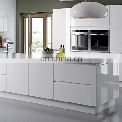 High gloss white melamine vinyl wrap door display kitchen cabinet