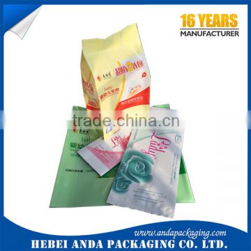 printed baby wet wipes packaging bag with tear tape/tissue plastic sachet/side gusset plastic bag