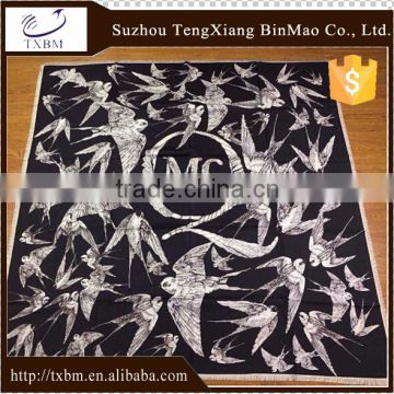 100% silk big square scarf with swallow design