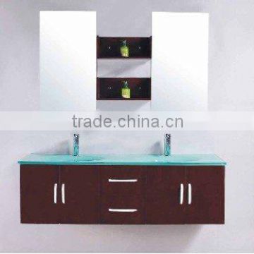 Modern bathroom furniture with double glass basin