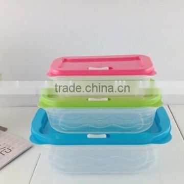 Customized Rectangle Rainbow lid Plastic Food Storage Containers set