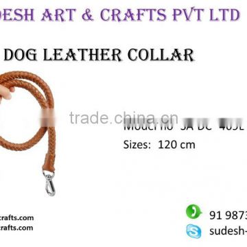 New Handmade Plain Beaded Design Safety Comfortable Soft Strong Leather Dog Collar