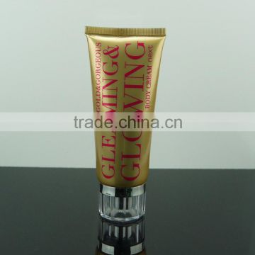 Beautiful plastic tube with acrylic cap plastic tube for cosmetics packaging