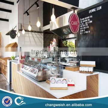 painting customized wood food display counter,counter top display