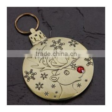Reindeer keychain; metal keychain; rhinestone keychain