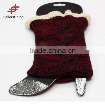 2017 No.1 Yiwu export commission agent Popular Knitted Lace Leg Warmers for Winter