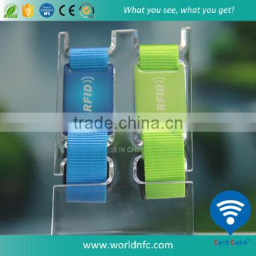 Access Control 13.56mhz Woven RFID Wristband with Epoxy Card