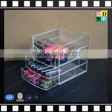 2016 OEM or ODM clear acrylic makeup storage/collection organizer box with 4 drawers wholesale