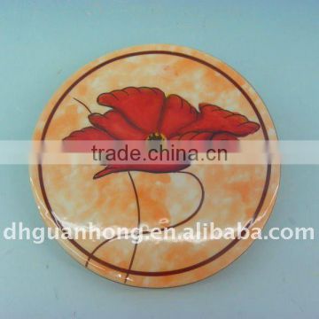 Ceramic yellow with Red flower Plate