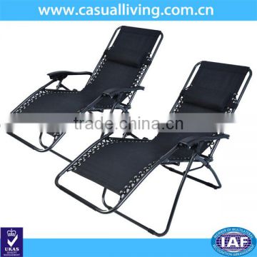 Garden Zero Gravity Chairs Case Of 2 Lounge Patio Chairs Outdoor Yard Beach- Black
