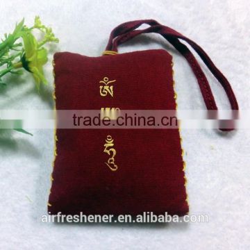 Gold stamp printing wine red scented sachet/ Metallic foil hot pressed scented bag