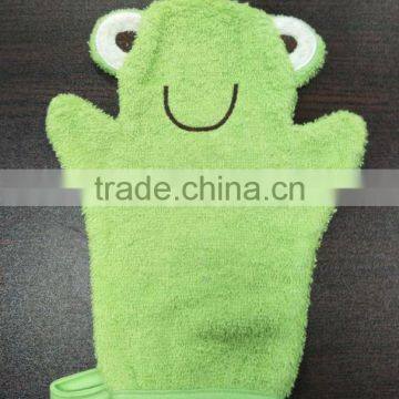 Terry Cloth Bath / Wash Cloth / Bathmitt / Bath Mitt / Green (Frog) (Yellow Ducky)